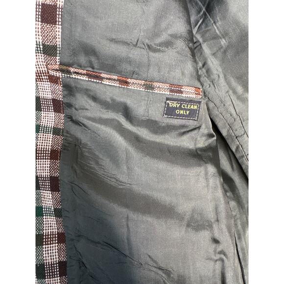 Vintage 1970s Brown Green Plaid Checked Women’s Blazer Jacket medium - Picture 12 of 15